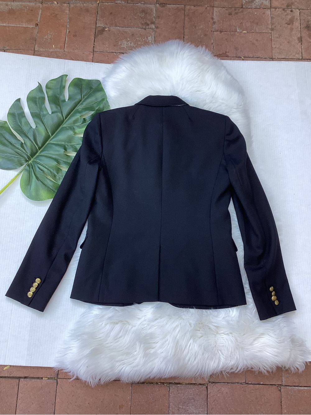 J. Crew Schoolboy Blazer Wool Black Gold Crested Buttons 6 - Picture 6 of 9